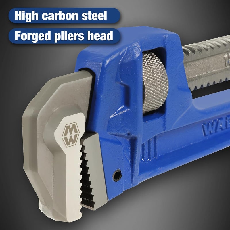 WADFOW Drop Forged 2 Piece (12", 18 ") Pipe Wrench Set: Heavy Duty Hand Tools with Adjustable Plumbing Wrench, Exceed GGG standard - Image 4